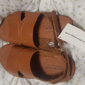 Kids shoes deer stags, brown upper simulated leather, size 4m
